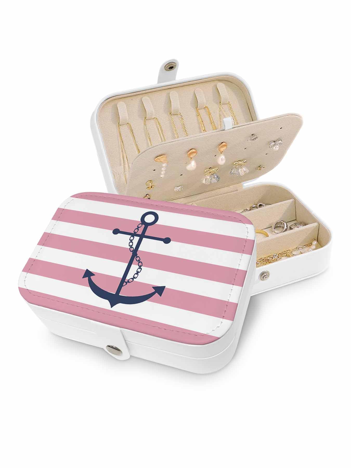 Amazon.com: Shijh Tec Travel Jewelry Case, Pink White Stripes